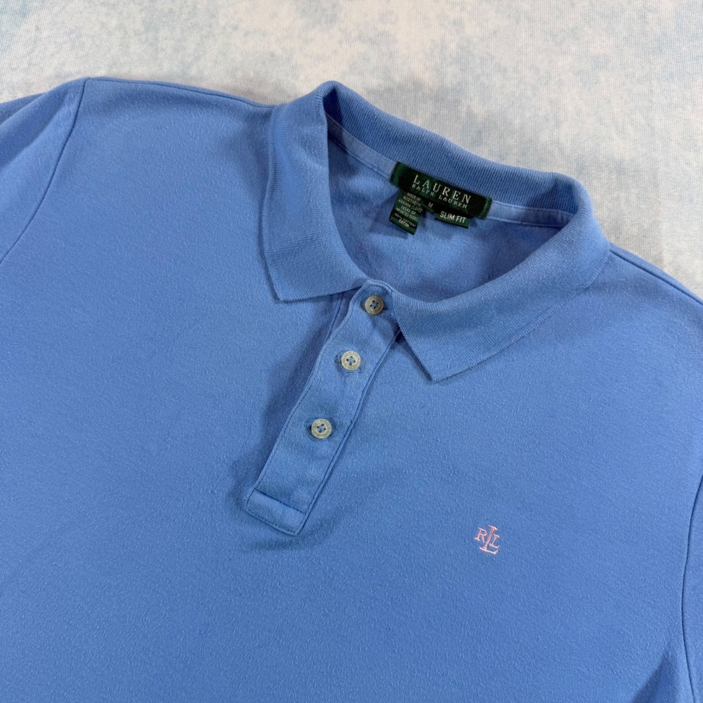 Lauren Ralph Lauren Polo Shirt Womens M Blue Excellent Slim Fit Cotton